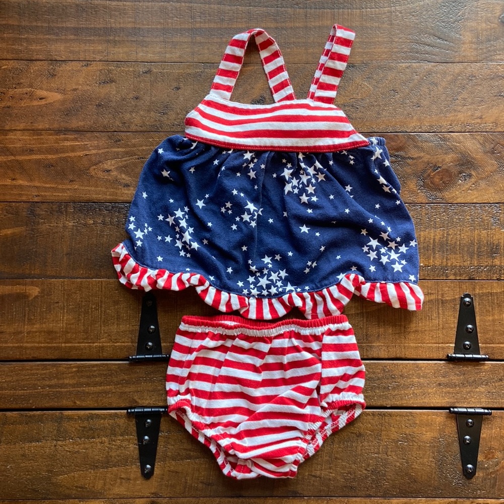 ❤️ Cat & Jack Red White and Blue Outfit 4th of July Size 18M #189